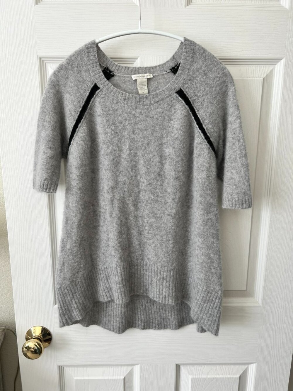 White + Warren Cashmere Sweater Gray A-Line High Low Soft Luxe Knit M